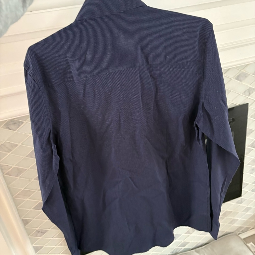 Hard Rock Cafe Men's Navy Patterned Dress Shirt - Picture 6 of 6